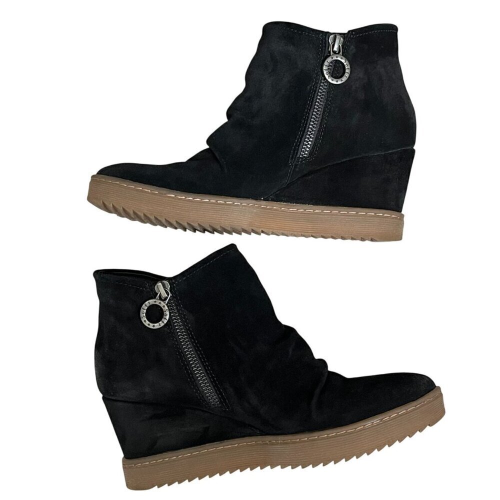 Sofft Siri Aqua Soft Black Suede Wedge Booties Size 8M - Picture 8 of 12